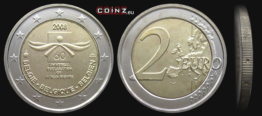 2 euro 2008 Prawa Człowieka - monety Belgii