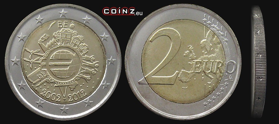 2 euro 2012 - 10 Lat Euro w Obiegu - monety Belgii