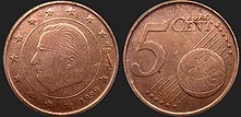 Belgian coins - 5 euro centów 1999-2006 