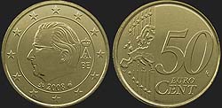 Belgian coins - 50 euro centów 2008
