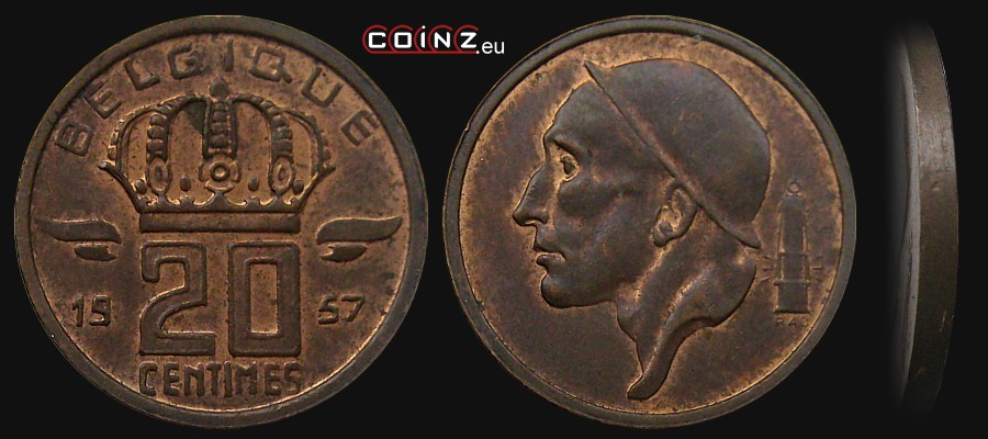 20 centymów 1953-1963 (francuska) - monety Belgii