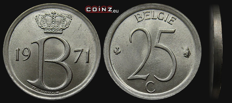 25 centimes 1964-1975 (Dutch) - Belgian coins
