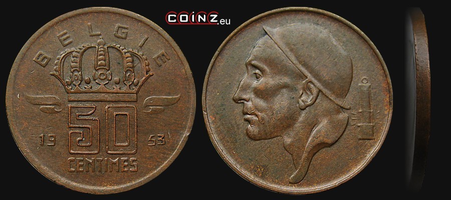 50 centymów 1952-1954 (niderlandzka) - monety Belgii