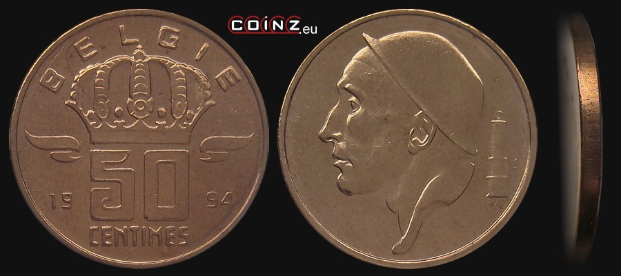 50 centymów 1956-1998 (niderlandzka) - monety Belgii