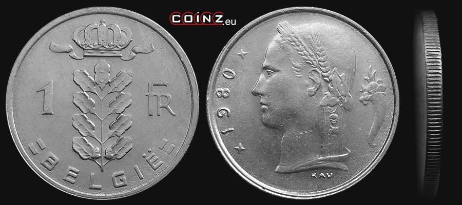 1 frank 1950-1988 (niderlandzka) - monety Belgii
