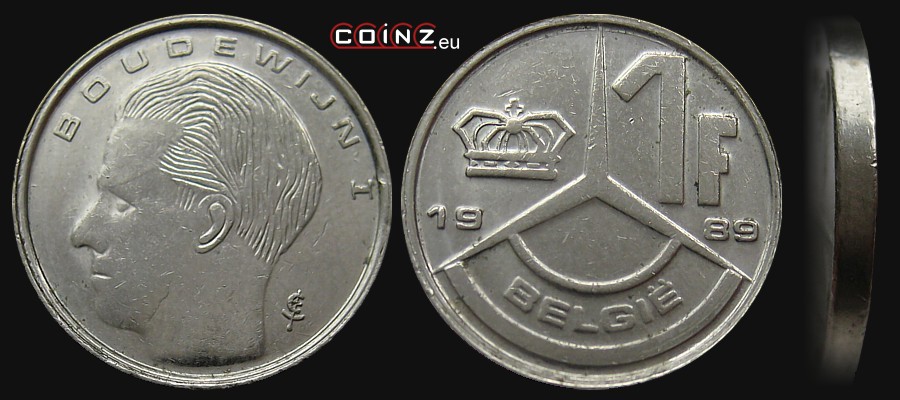 1 frank 1989-1993 (niderlandzka) - monety Belgii
