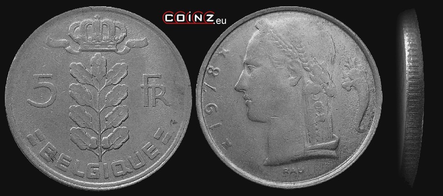 5 franków 1948-1981 - (francuska) - monety Belgii