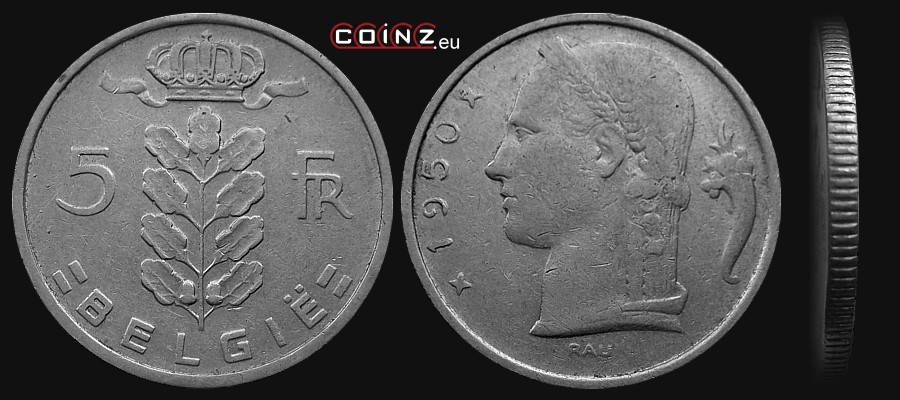 5 franków 1948-1981 (niderlandzka) - monety Belgii