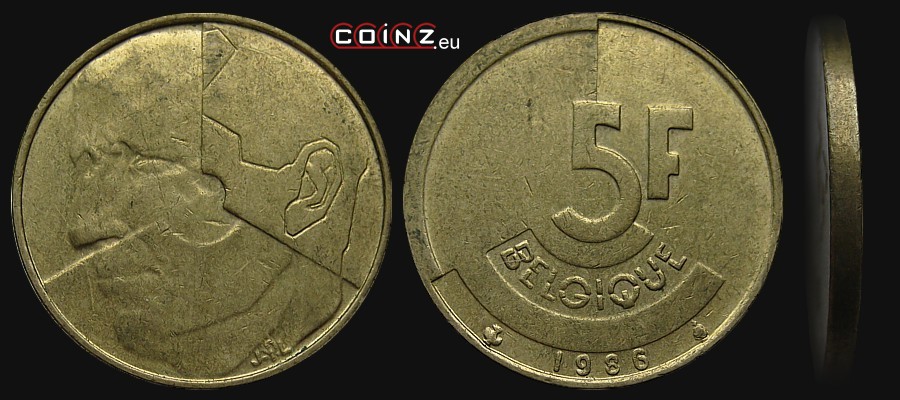 5 franków 1986-1993 (francuska) - monety Belgii