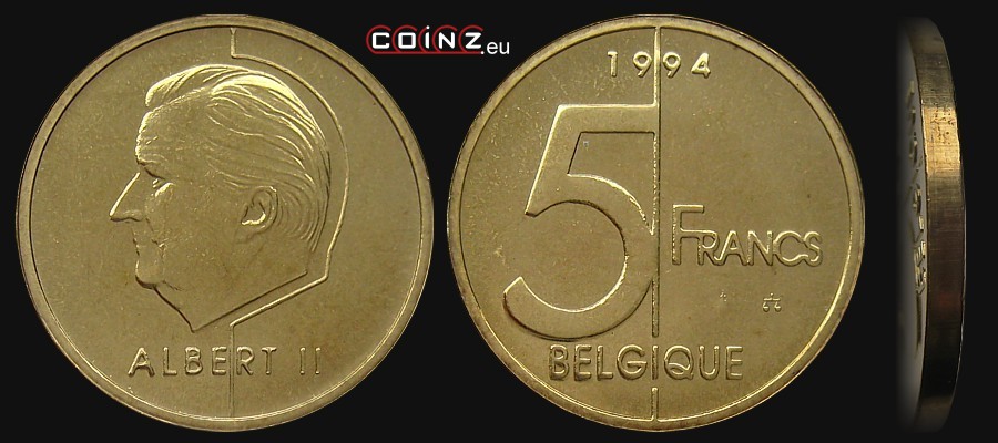 5 franków 1994-1998 (francuska) - monety Belgii