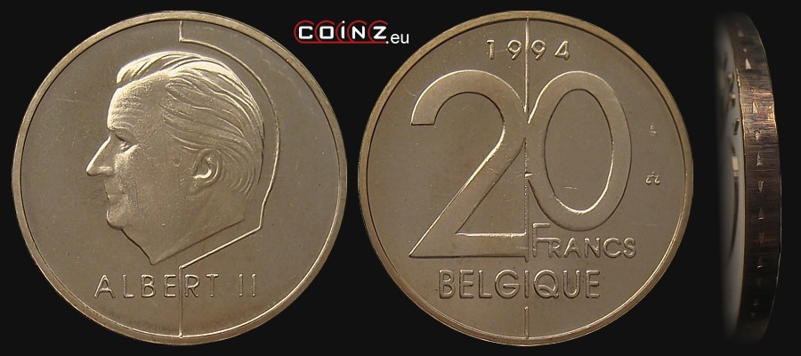 20 franków 1994-1998 (francuska) - monety Belgii