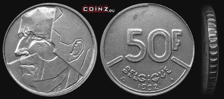 50 franków 1987-1993 (francuska) - monety Belgii