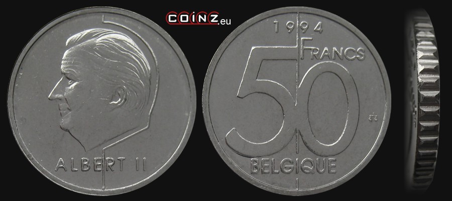 50 franków 1994-1998 (francuska) - monety Belgii