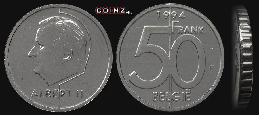 50 franków 1994-1998 (niderlandzka) - monety Belgii