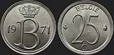 monety Belgii - 25 centymów 1964-1975 nl.
