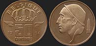 monety Belgii - 50 centymów 1955-1998 duża korona fr.