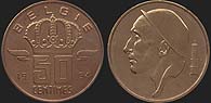 monety Belgii - 50 centymów 1956-1998 duża korona nl.