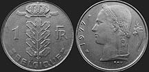 monety Belgii - 1 frank 1950-1988 fr.