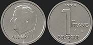monety Belgii - 1 frank 1994-1998 Król Albert II fr.