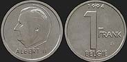 monety Belgii - 1 frank 1994-1998 Król Albert II nl.