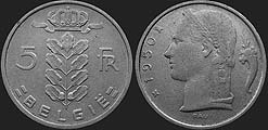 monety Belgii - 5 franków 1948-1981 nl.