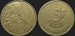 monety Belgii - 5 franków 1986-1993 Król Baldwin I nl.