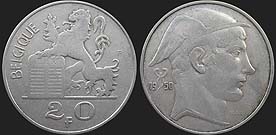 monety Belgii - 20 franków 1949-1955 Merkury fr.
