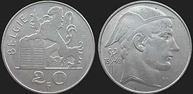 monety Belgii - 20 franków 1949-1955 Merkury nl.