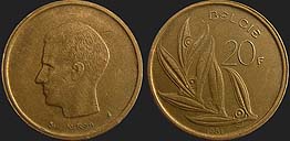 monety Belgii - 20 franków 1980-1993 Król Baldwin I nl.