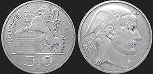 monety Belgii - 50 franków 1948-1954 fr.