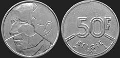 monety Belgii - 50 franków 1987-1993 Król Baldwin I nl.