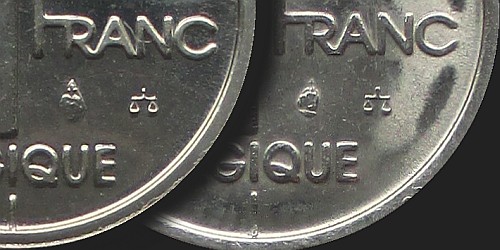 Wariant monety o nominale 1 frank belgijski z francuską legendą z 1994
