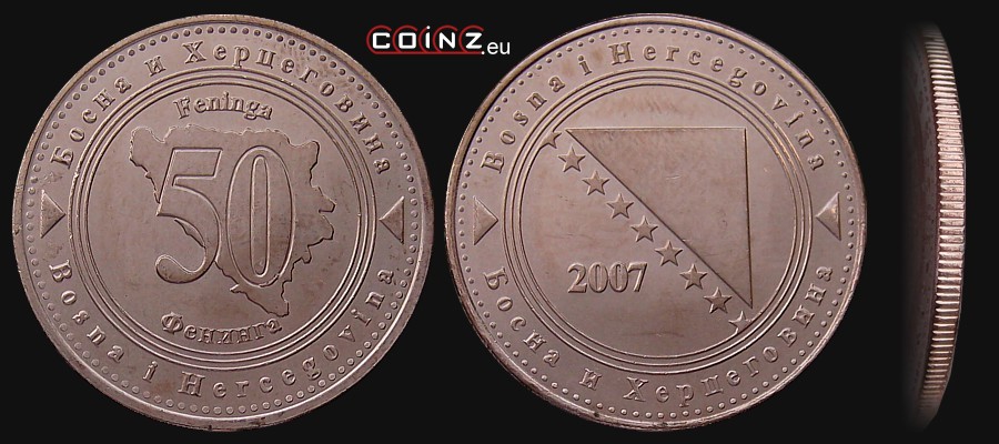50 fenigów od 1998 - monety Bośni i Hercegowiny