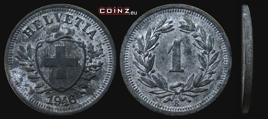 1 rapp (centym) 1942-1946 - monety Szwajcarii