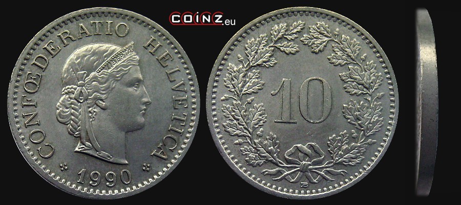 10 rappów (centymów) od 1879 - monety Szwajcarii