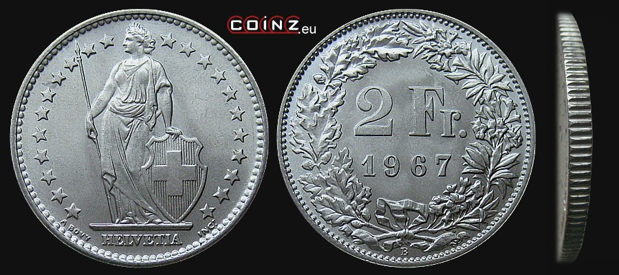 2 franki 1874-1967 - monety Szwajcarii