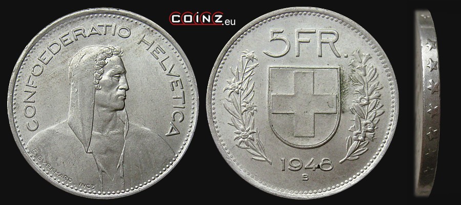 5 franków 1931-1969 - monety Szwajcarii