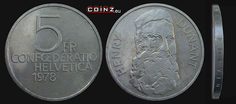 5 franków 1978 Henry Dunant - monety Szwajcarii