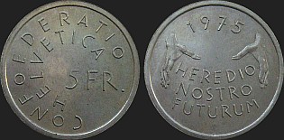 Monety Szwajcarii - 5 franków 1975 Europejski Rok Zabytków