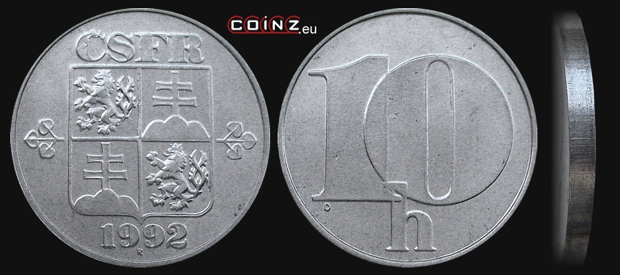 10 haleru 1991-1992 - Coins of Czechoslovakia