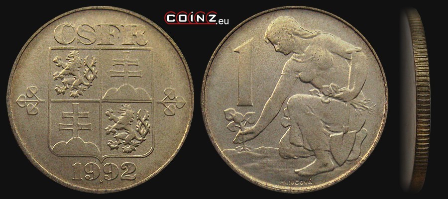 1 koruna 1991-1992 - Coins of Czechoslovakia