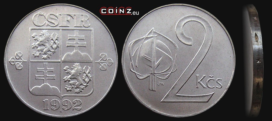 2 koruny 1991-1992 - Coins of Czechoslovakia