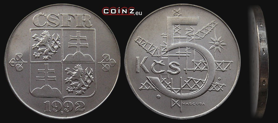 5 korun 1991-1992 - Coins of Czechoslovakia