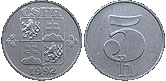 Czechoslovak coins - 5 haleru 1991