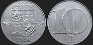 Monety Czechosłowacji - 10 halerzy 1991-1992