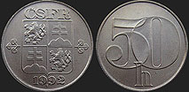 Monety Czechosłowacji - 50 halerzy 1991-1992