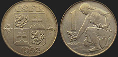 Monety Czechosłowacji - 1 korona 1991-1992