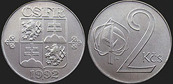 Monety Czechosłowacji - 2 korony 1991-1992