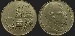 Monety Czechosłowacji - 10 koron 1990-1993 Tomáš Masaryk
