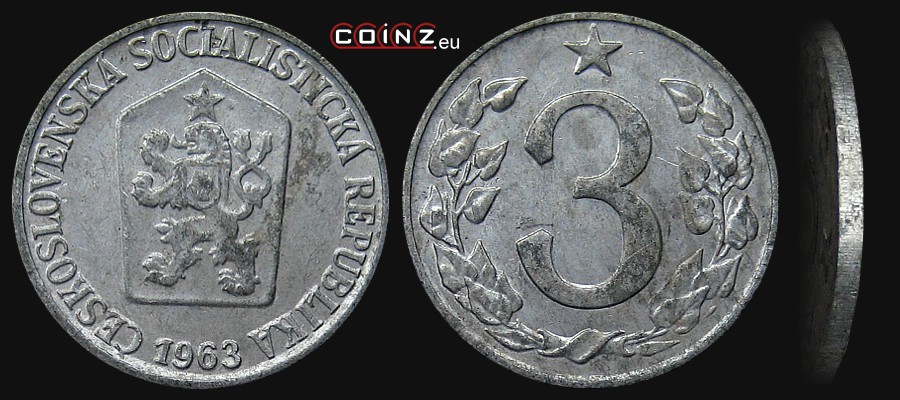 3 halerze 1962-1963 - monety Czechosłowacji